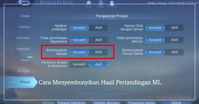 Cara Menyembunyikan Hasil Pertandingan di Mobile Legends (ML) 2024