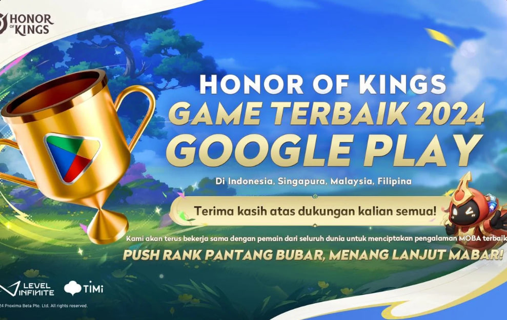 Honor of Kings Dinobatkan Sebagai Game Terbaik Google Play 2024 di Asia Tenggara